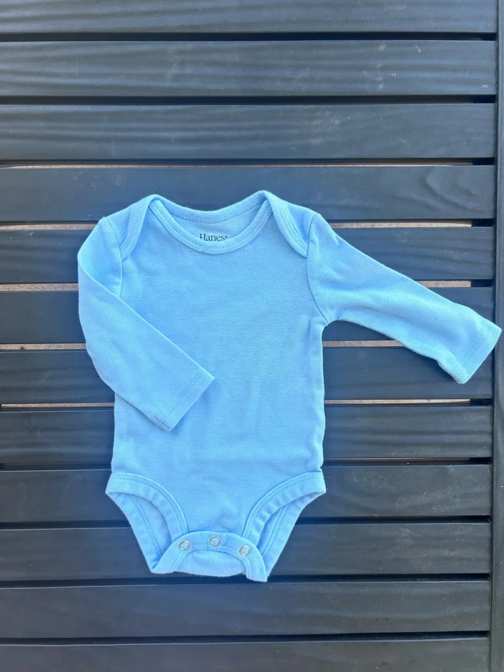 Hanes Blue Long-Sleeve Baby Bodysuit